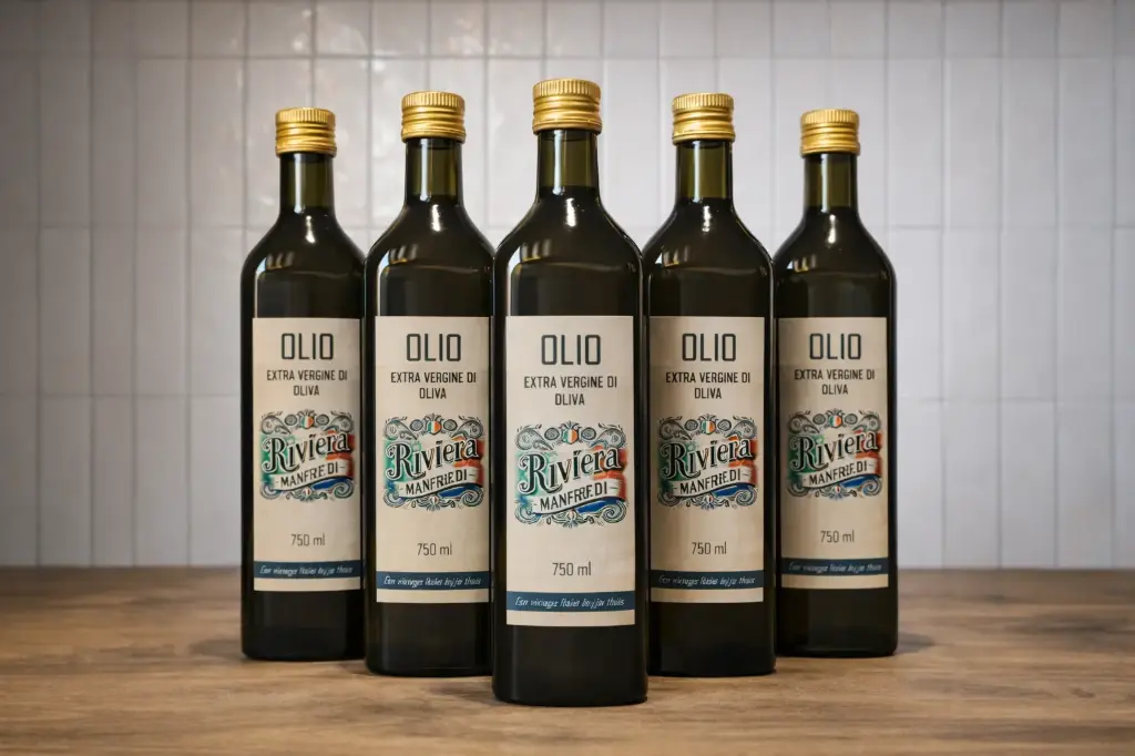 Olio Extra vergine@Riviera Manfredi - Pacco di 6 bottiglie di vetro da 750ml (6 x 750 ml)