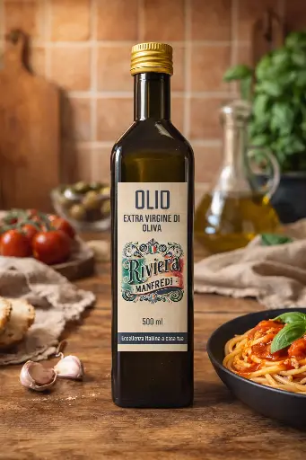 [LQ_500ml] Olio Extra vergine@Riviera Manfredi - Bottiglia di vetro (500ml)
