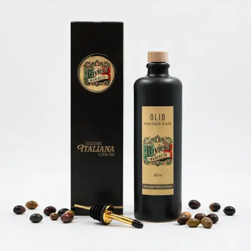 [LP_500ml_Ceramic] Olio Extra vergine@Riviera Manfredi - Édition Premium bouteille en céramique